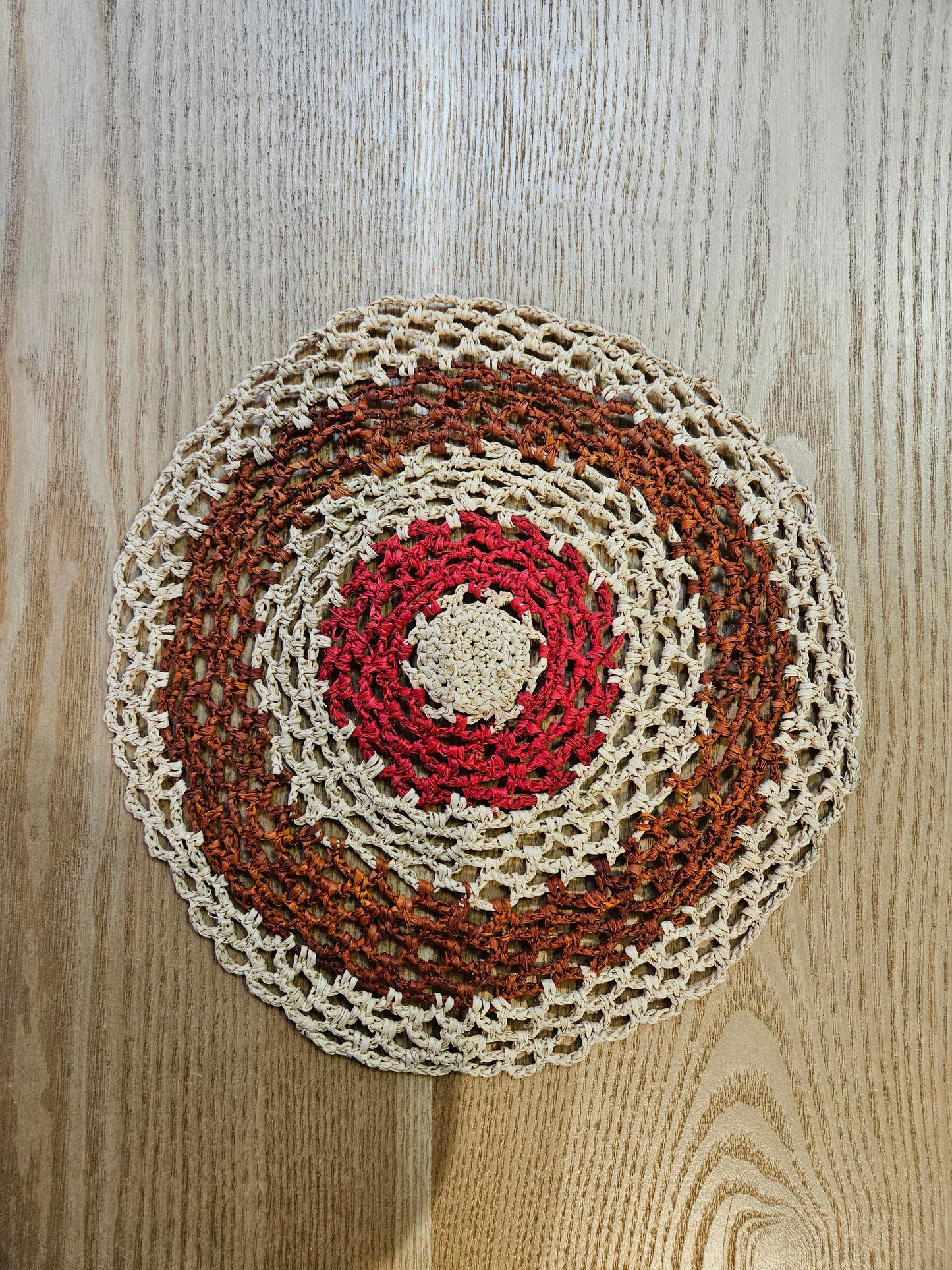 Sous-Plat Crocheté Marron et Rouge