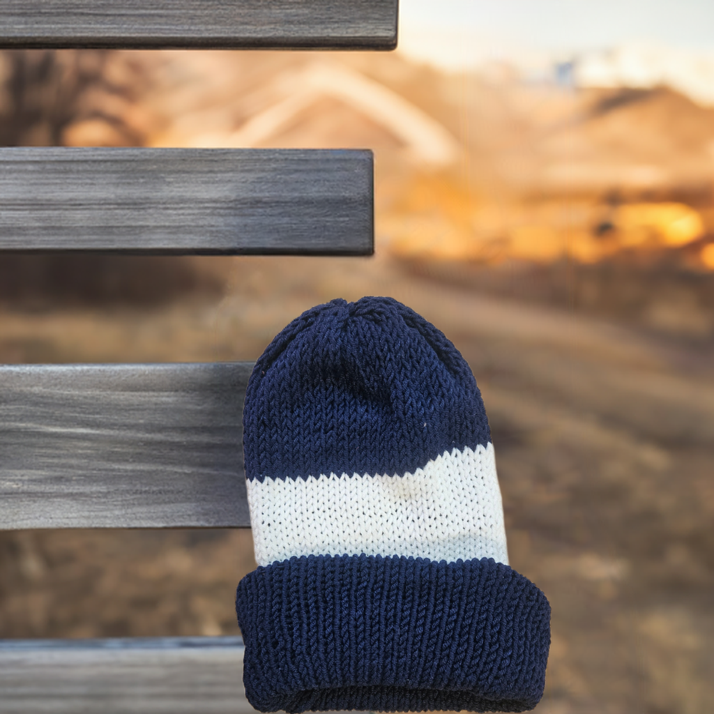 Tuque Contrastée Marine et Neige