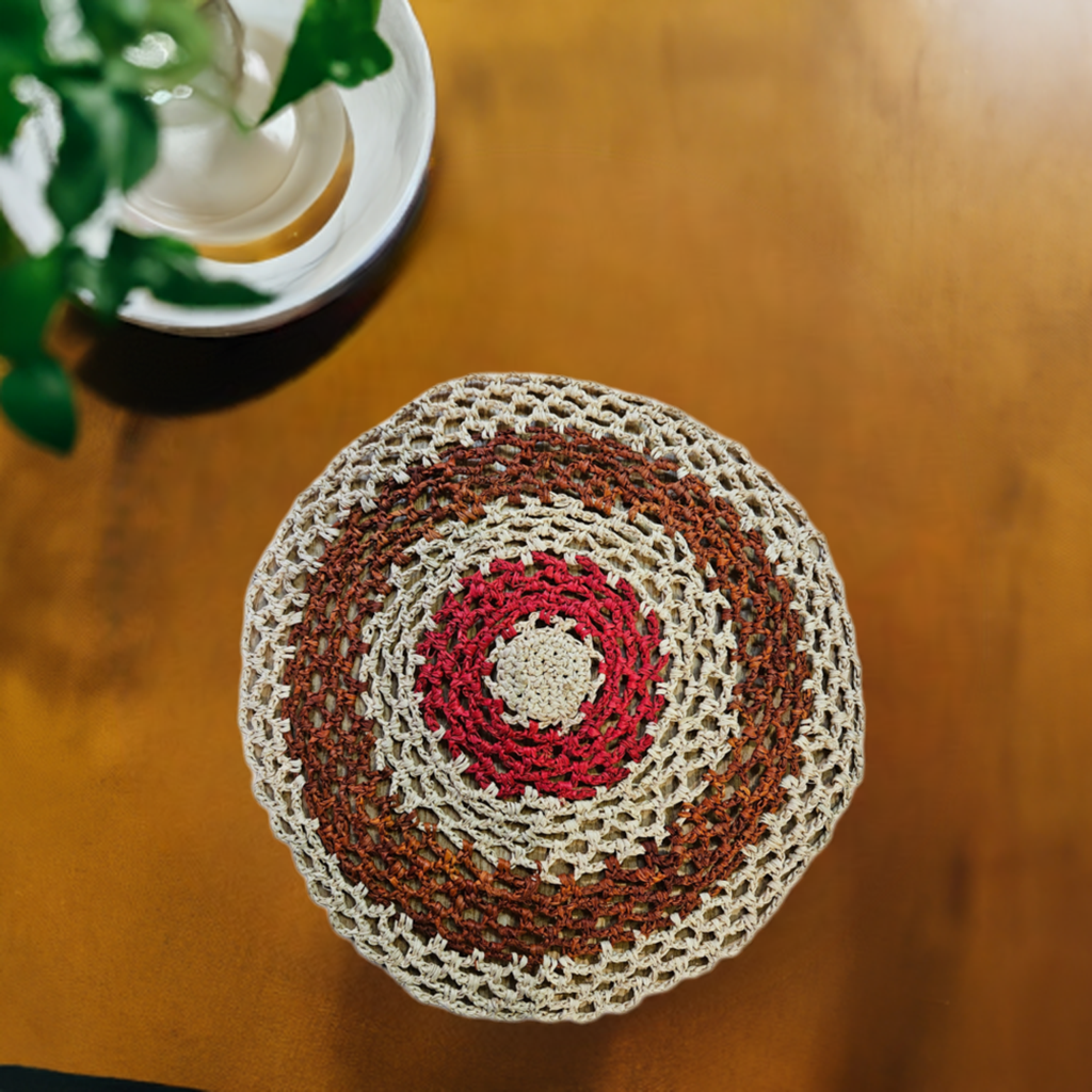 Sous-Plat Crocheté Marron et Rouge