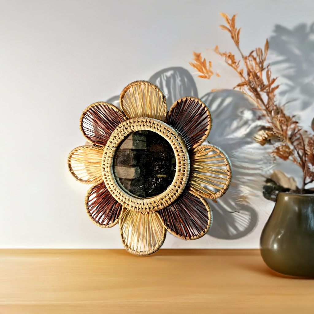 Miroir Fleur Soleil Tissé