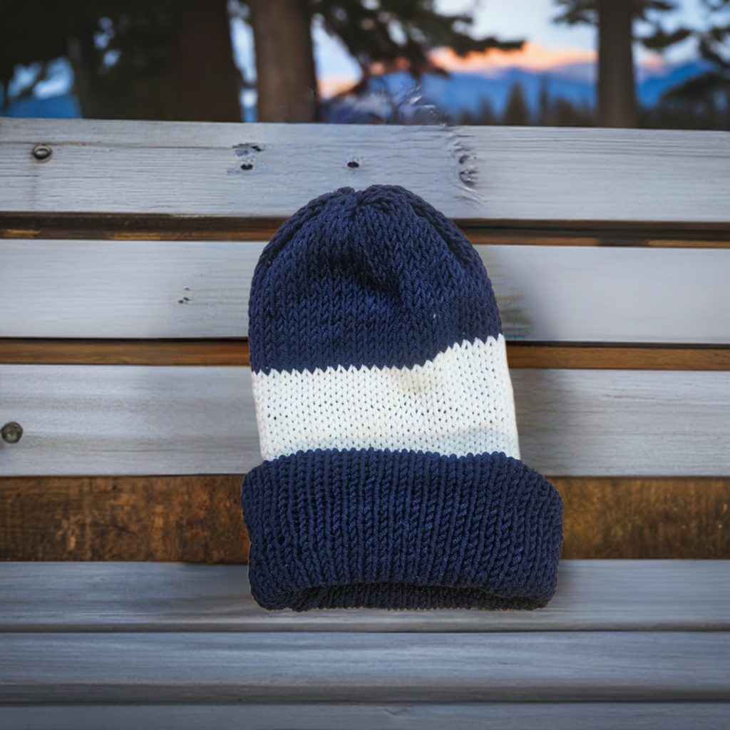 Tuque Contrastée Marine et Neige