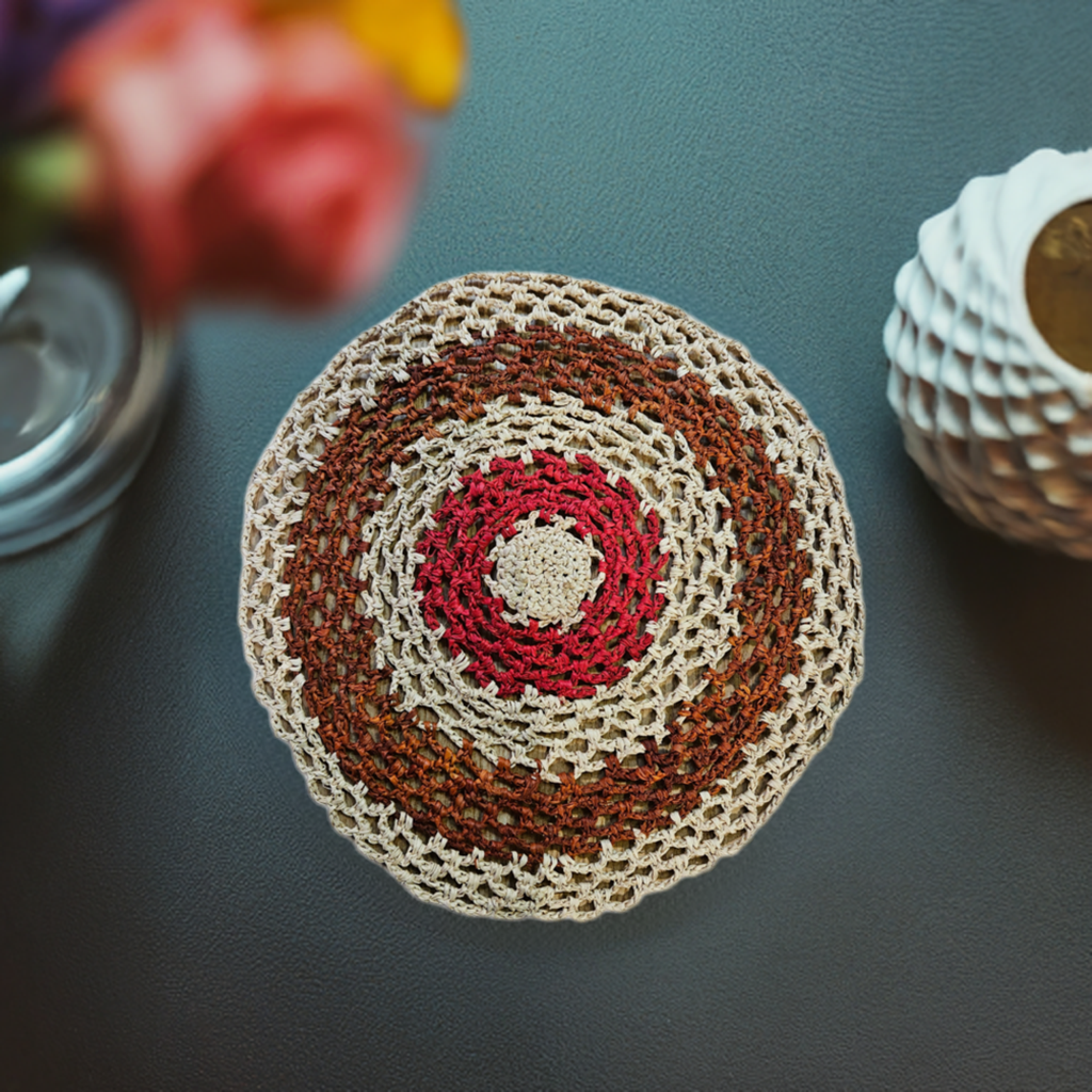 Sous-Plat Crocheté Marron et Rouge