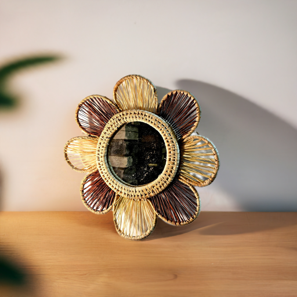 Miroir Fleur Soleil Tissé